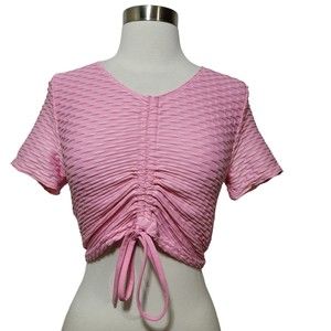 NWT Fashion Nova The Best Assets Pink Textured Scrunch Top Size Medium